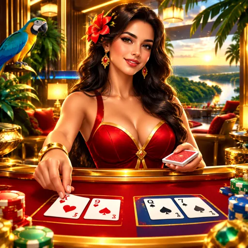 Mesa de blackjack VIP ao vivo com cartas sobre o feltro